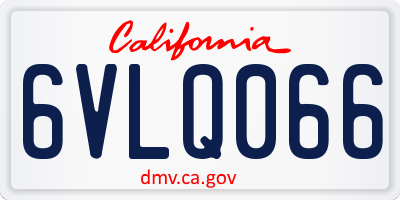 CA license plate 6VLQ066