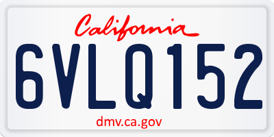 CA license plate 6VLQ152