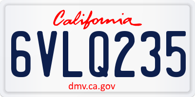 CA license plate 6VLQ235