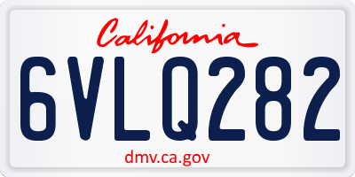 CA license plate 6VLQ282
