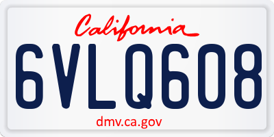 CA license plate 6VLQ608