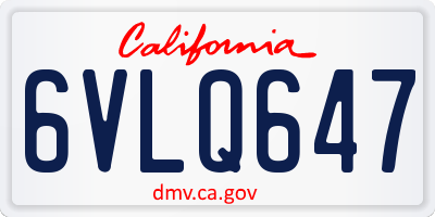 CA license plate 6VLQ647