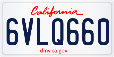 CA license plate 6VLQ660