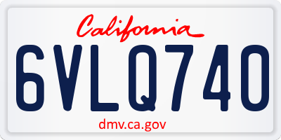 CA license plate 6VLQ740