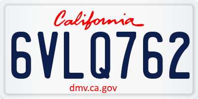 CA license plate 6VLQ762