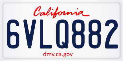CA license plate 6VLQ882