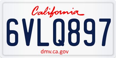 CA license plate 6VLQ897