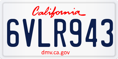 CA license plate 6VLR943