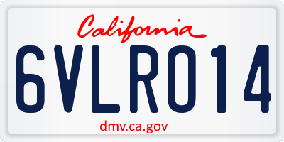 CA license plate 6VLRO14