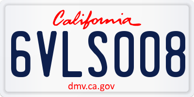 CA license plate 6VLS008
