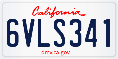 CA license plate 6VLS341
