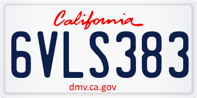 CA license plate 6VLS383