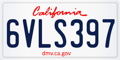 CA license plate 6VLS397