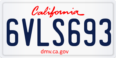 CA license plate 6VLS693