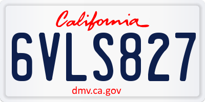 CA license plate 6VLS827
