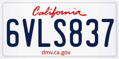 CA license plate 6VLS837