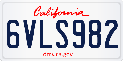 CA license plate 6VLS982