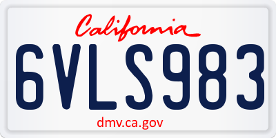 CA license plate 6VLS983