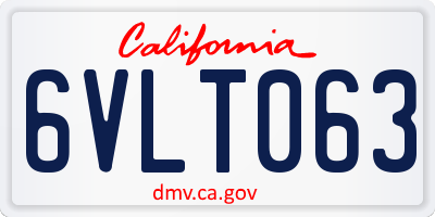CA license plate 6VLT063