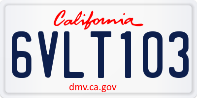 CA license plate 6VLT103
