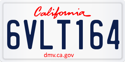 CA license plate 6VLT164