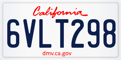 CA license plate 6VLT298
