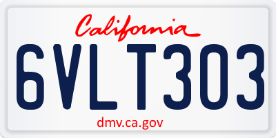 CA license plate 6VLT303