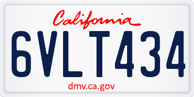 CA license plate 6VLT434