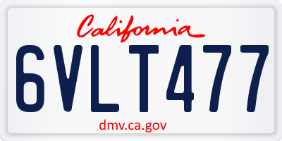 CA license plate 6VLT477