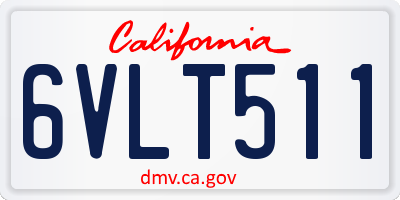 CA license plate 6VLT511