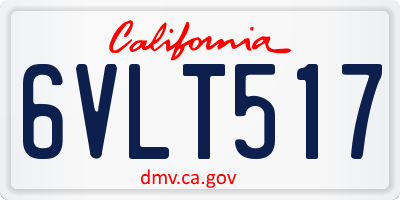 CA license plate 6VLT517