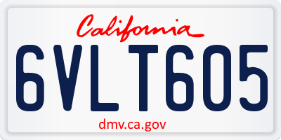 CA license plate 6VLT605