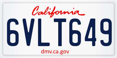 CA license plate 6VLT649