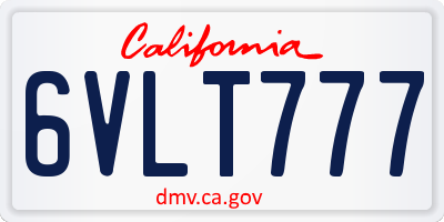 CA license plate 6VLT777