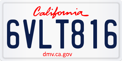 CA license plate 6VLT816