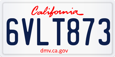 CA license plate 6VLT873