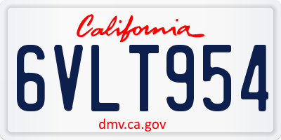 CA license plate 6VLT954