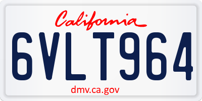 CA license plate 6VLT964