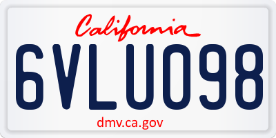 CA license plate 6VLU098