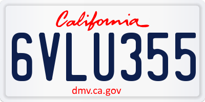CA license plate 6VLU355