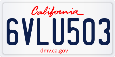 CA license plate 6VLU503