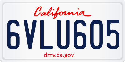 CA license plate 6VLU605