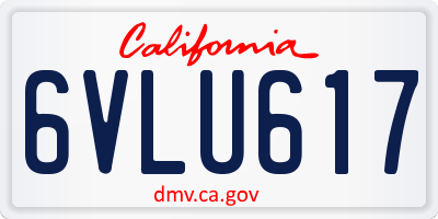 CA license plate 6VLU617