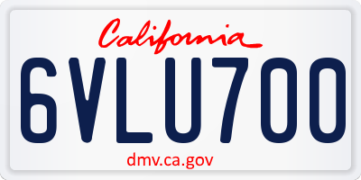 CA license plate 6VLU700