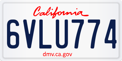 CA license plate 6VLU774