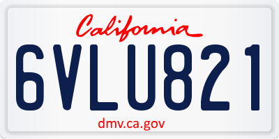 CA license plate 6VLU821