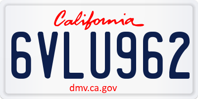 CA license plate 6VLU962