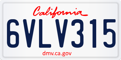 CA license plate 6VLV315