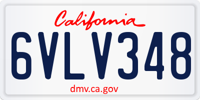 CA license plate 6VLV348