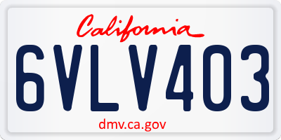 CA license plate 6VLV403